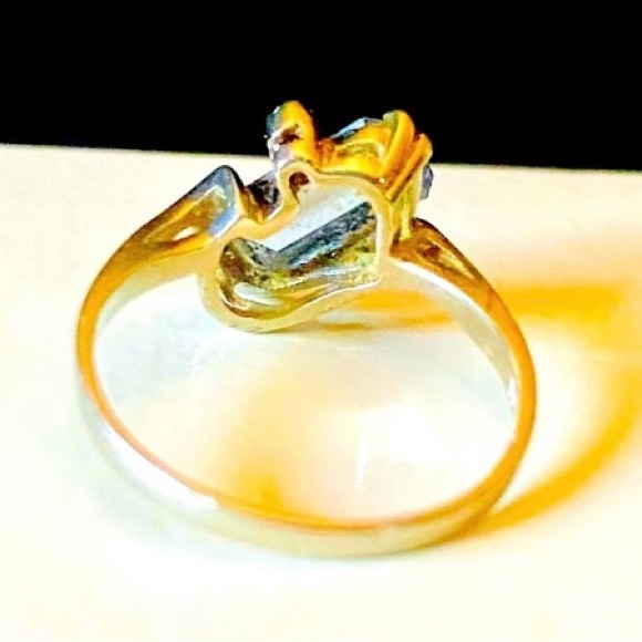 10k White Gold Antique 1900’s 1.5 carat Emerald Cut Aquamarine & Diamond Ring - Picture 10 of 15